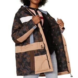 MUNTHE Navigate Camo Puffy Puffer Jacket Coat Hooded -Sz 8/Medium (French Sz 40)